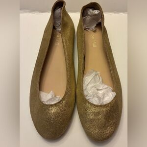 Garnet Hill Glittery Gold Ballet Flats